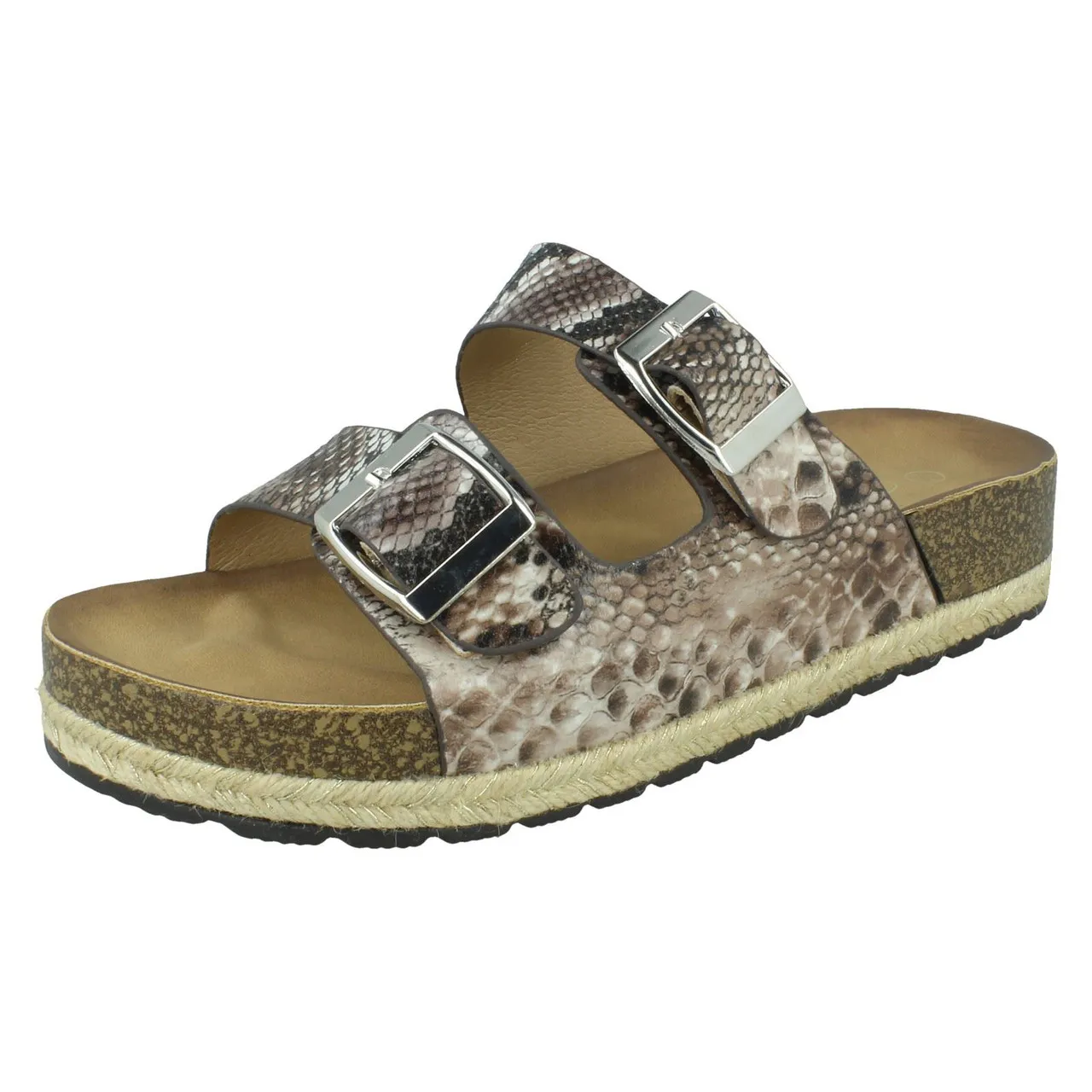 Ladies Spot On Snake Print Mules F1R0956