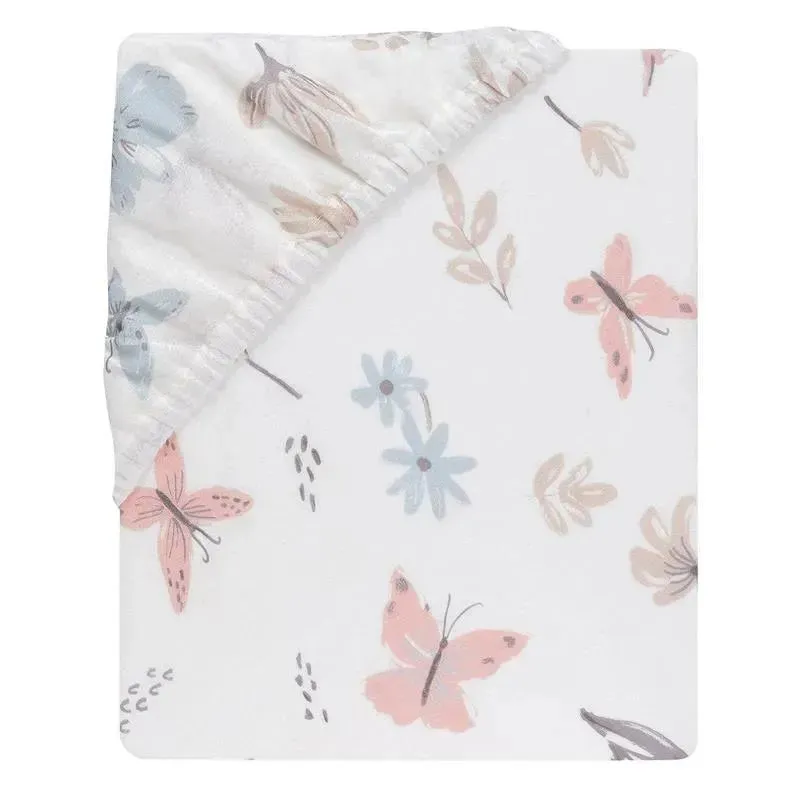 Lambs & Ivy - Baby Blooms Watercolor Floral/Butterfly Cotton Fitted Crib Sheet