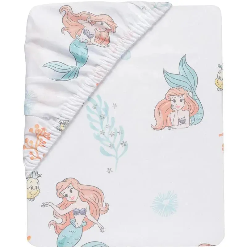 Lambs & Ivy - Bedtime Originals Disney Baby The Little Mermaid White Fitted Crib Sheet, Ariel