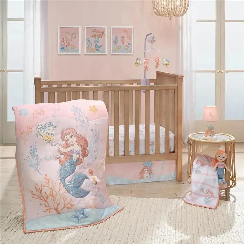 Lambs & Ivy - Bedtime Originals Disney Baby The Little Mermaid White Fitted Crib Sheet, Ariel