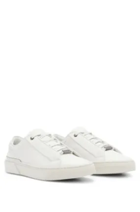 Leather low-top trainers with logo lace loop