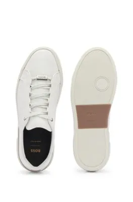 Leather low-top trainers with logo lace loop