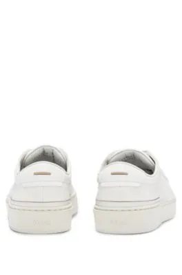 Leather low-top trainers with logo lace loop