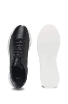 Leather trainers with rubber outsole