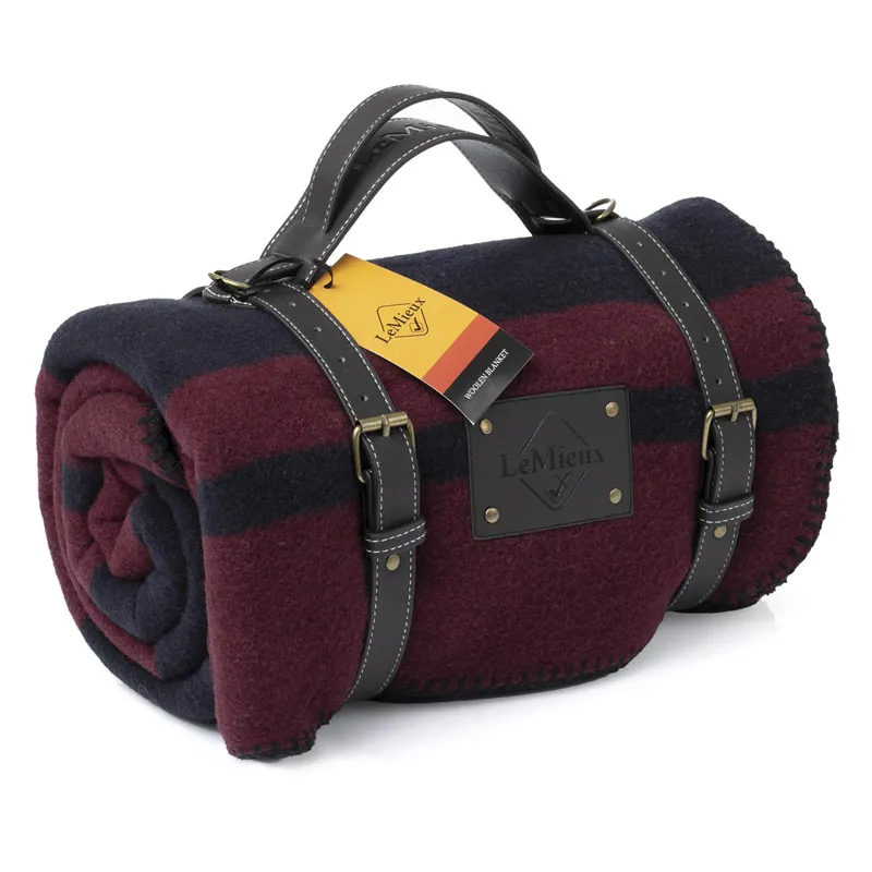 LeMieux Woollen Blanket - Burgundy/Navy