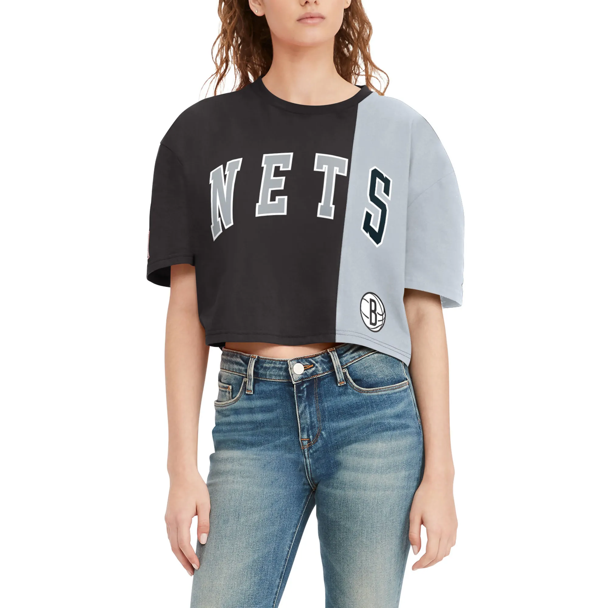 Lids Women's Tommy Jeans Black/White Brooklyn Nets Betsy Relaxed Crop T-Shirt