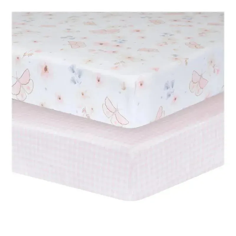 Living Textiles - Cotton Jersey Fitted Sheet, Pink Gingham