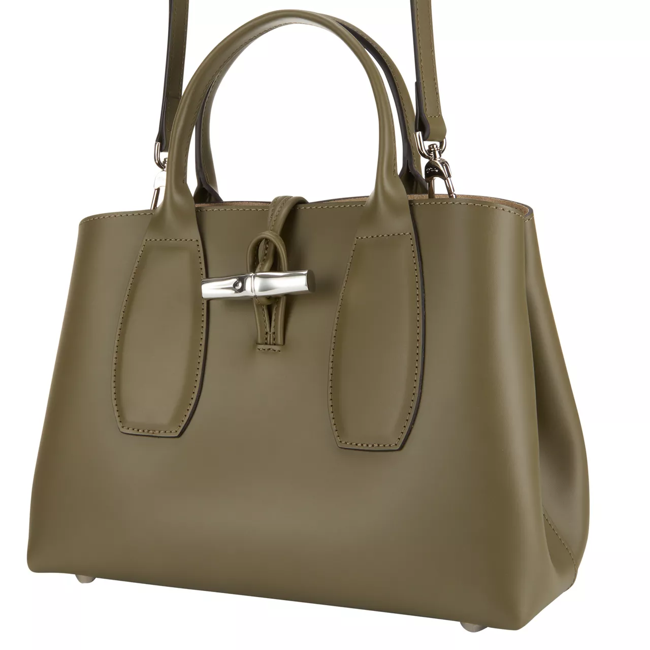 LONGCHAMP Le Roseau Medium Shoulder Bag - Kaki