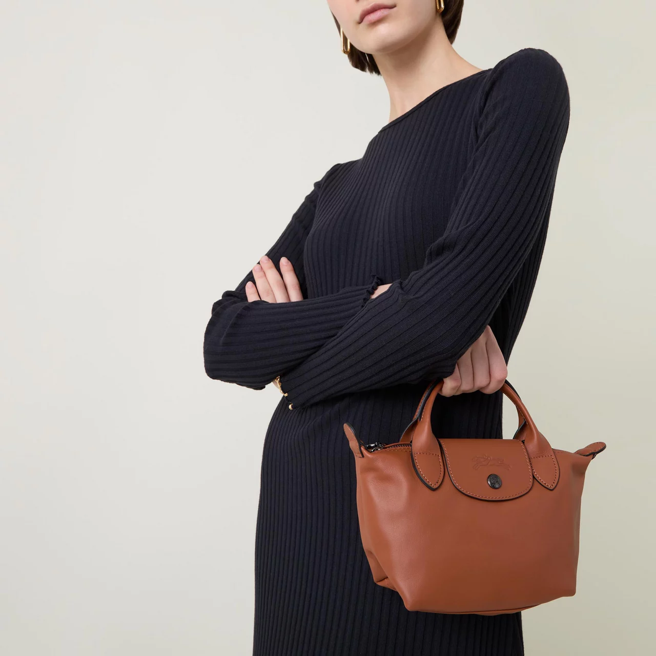 LONGCHAMP The Sustainable Edit Le Pliage Xtra XS Leather Shoulder Bag - Cognac