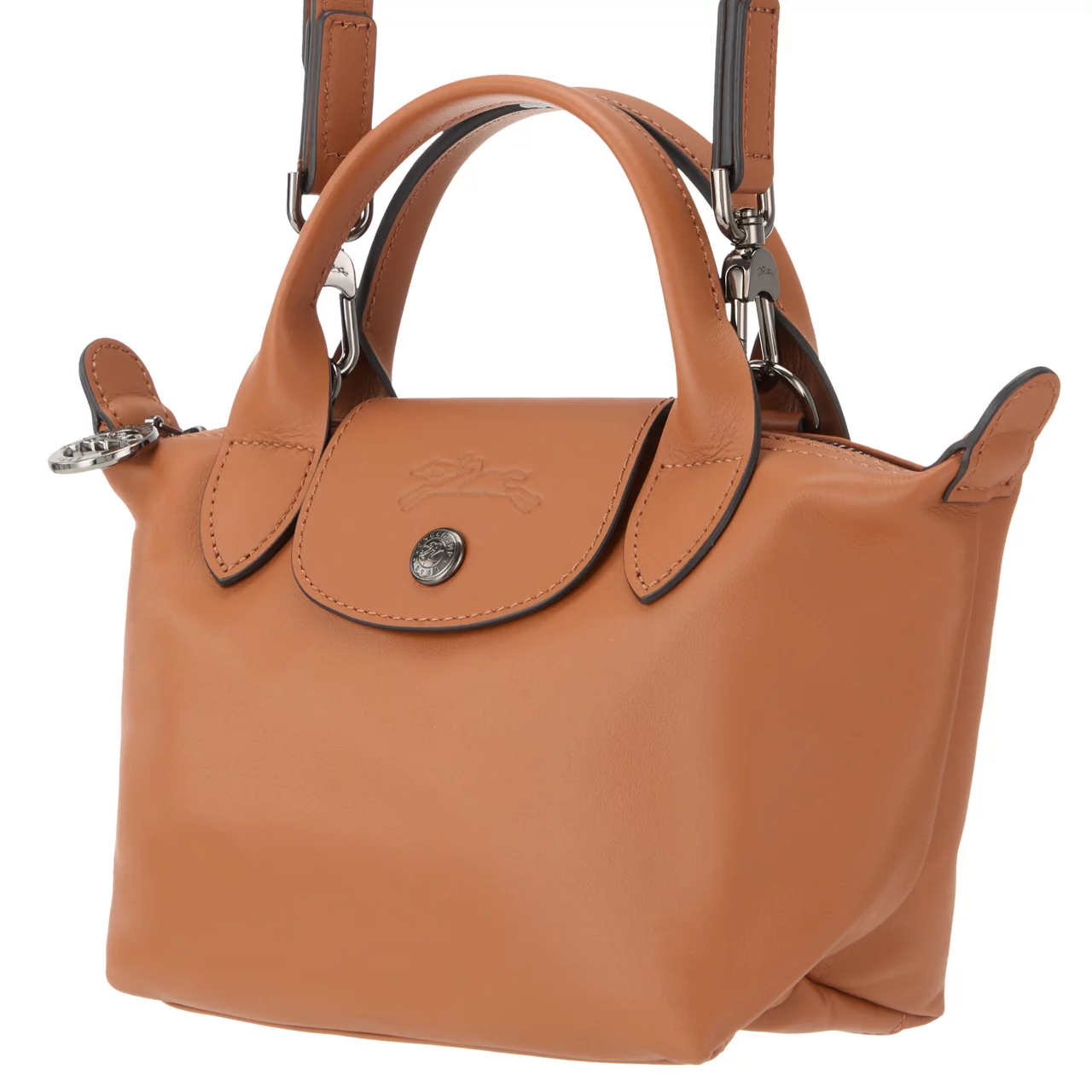 LONGCHAMP The Sustainable Edit Le Pliage Xtra XS Leather Shoulder Bag - Cognac