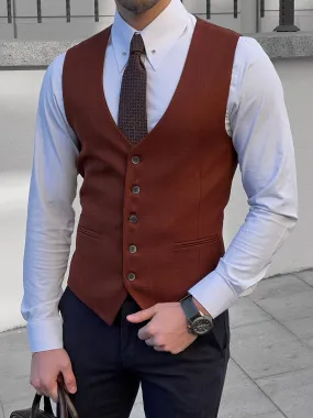 Louis Slim Fit Woolen Tile Vest