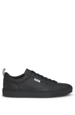 Low-top trainers in grained faux leather