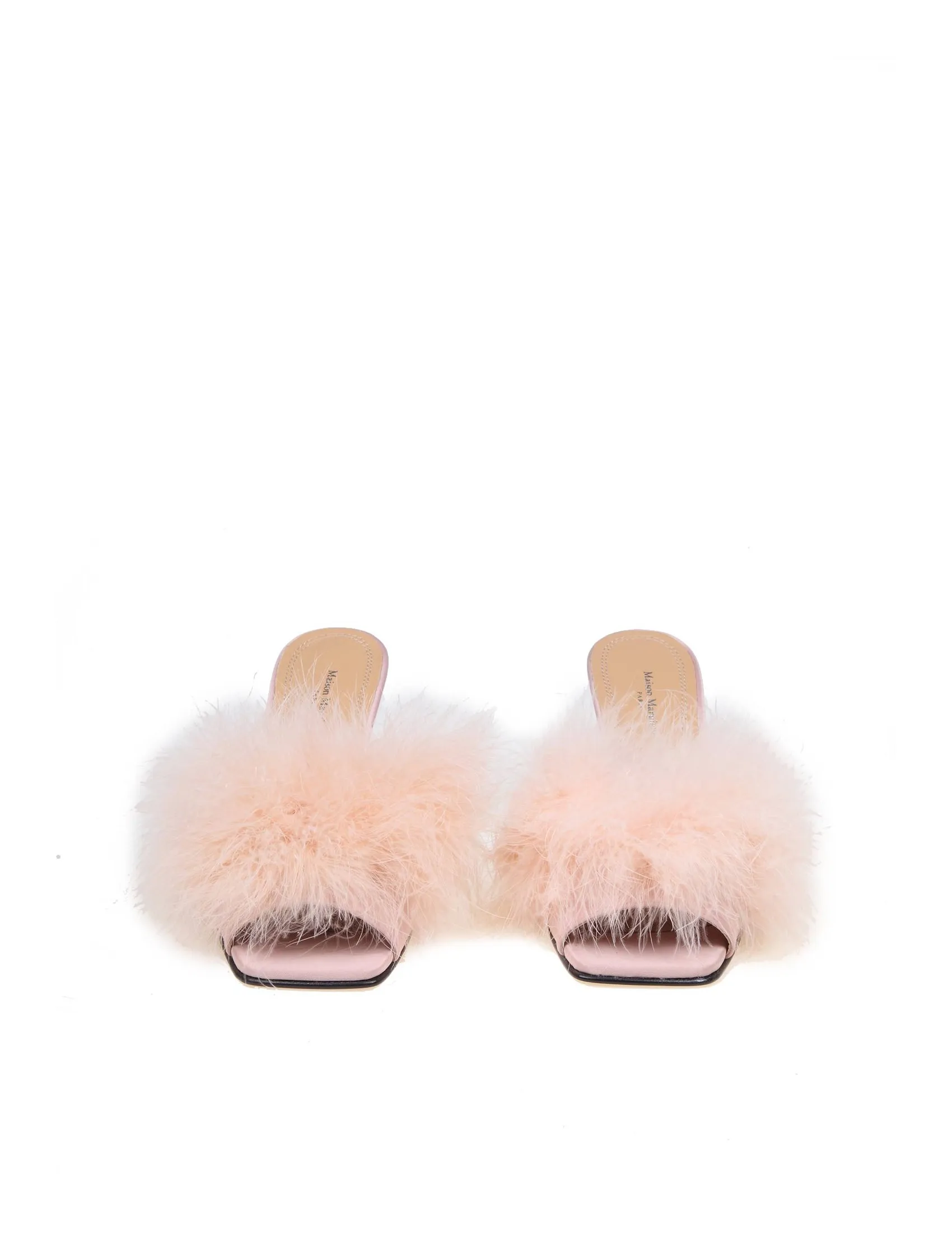 MAISON MARGIELA MULES WITH PINK FEATHERS