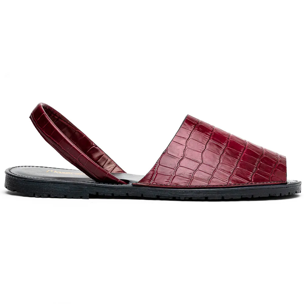 Maseratti Naples Embossed Caiman Minorca Sandals Burgundy