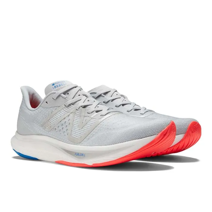 Mens New Balance FuelCell Rebel V3 in Light Aluminum Electric Red/Cobalt