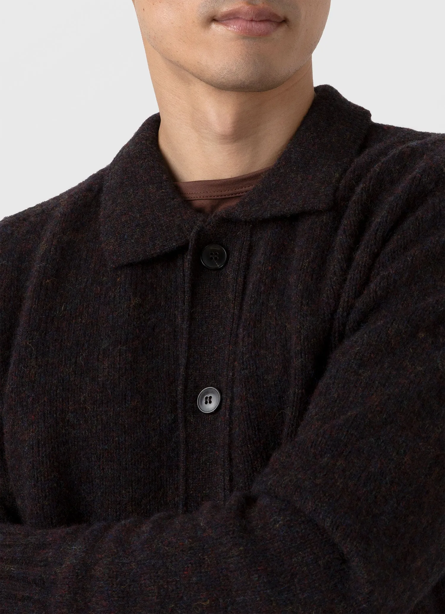 Men's Shetland Cardigan in Midnight Melange