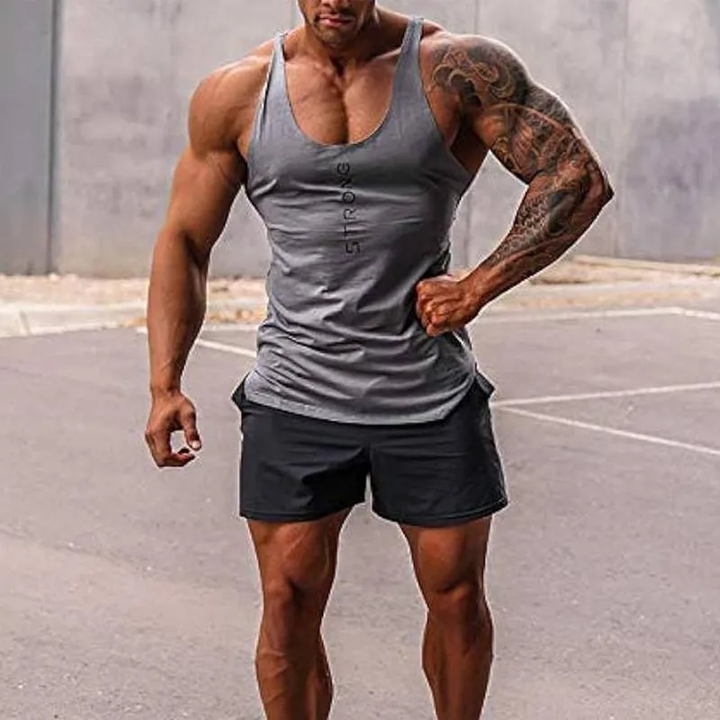 Men's Solid Color Sports Vest Shorts Two-piece Set 13712554X