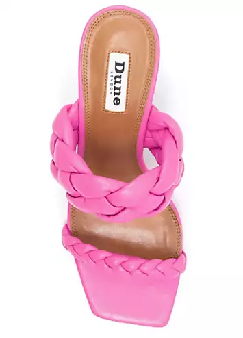 Message Pink Leather Plaited Strap Heeled Mules by Dune London | Look Again