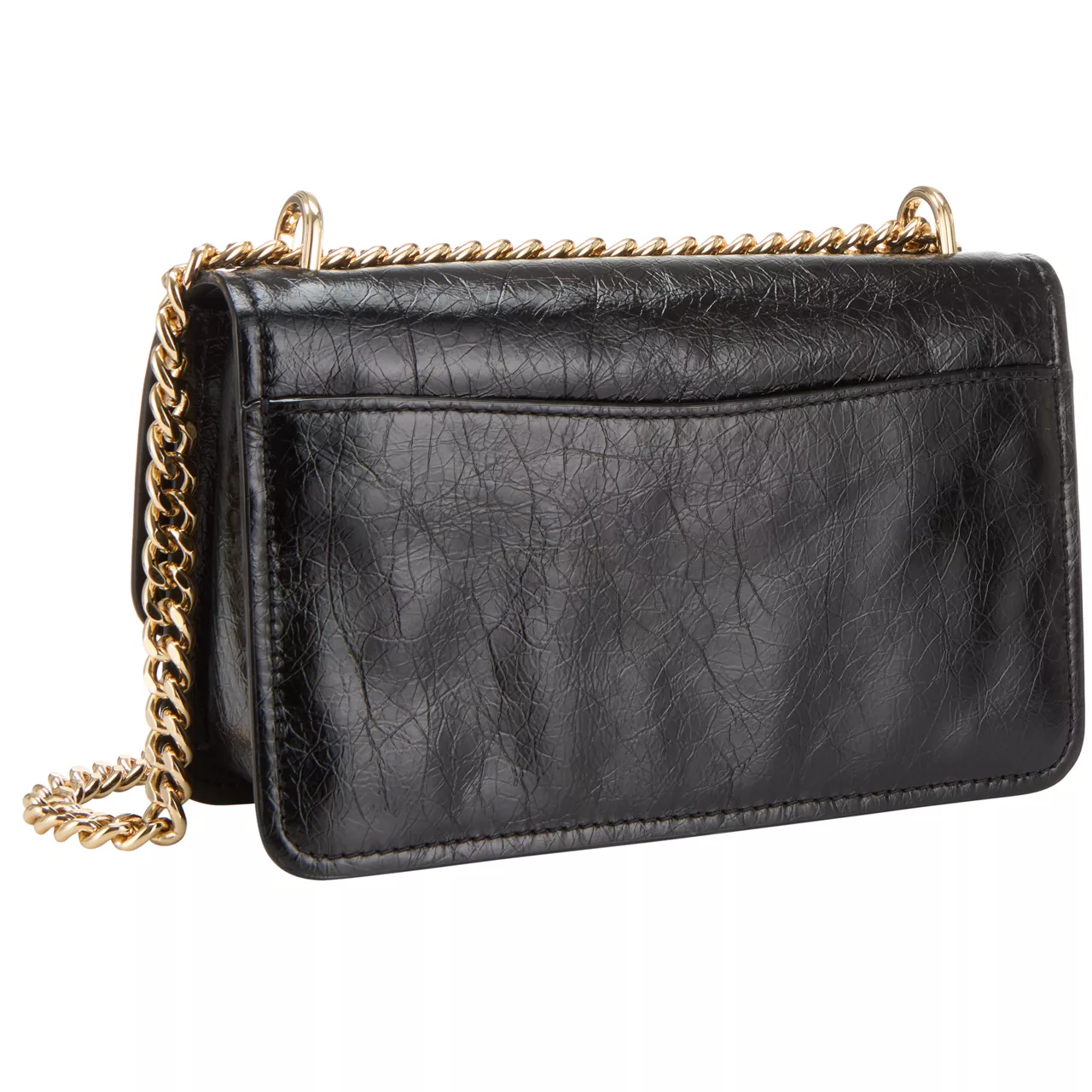 MICHAEL MICHAEL KORS Claire Cracked Leather Shoulder Bag - Black