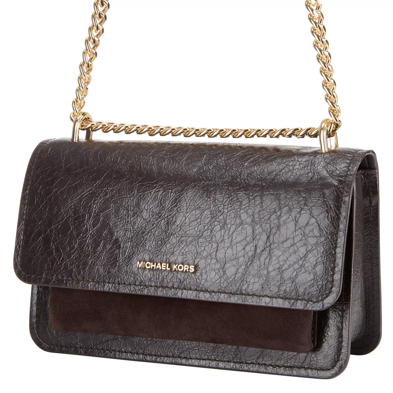 MICHAEL MICHAEL KORS Claire Crackle Shoulder Bag - Chocolate