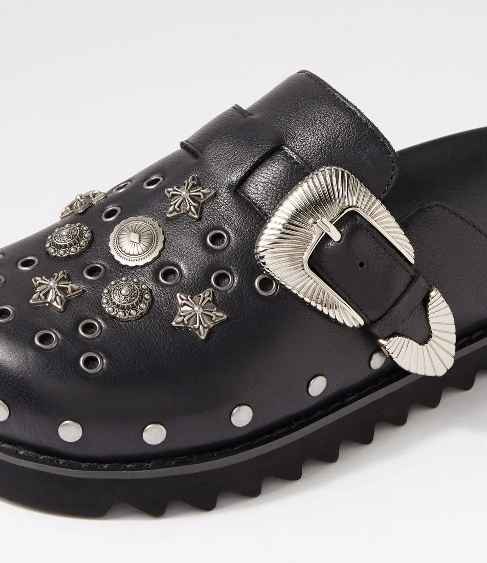 MIDAS Manzi Black Leather Mules