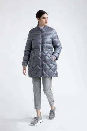 Midi quilted goose down jacket