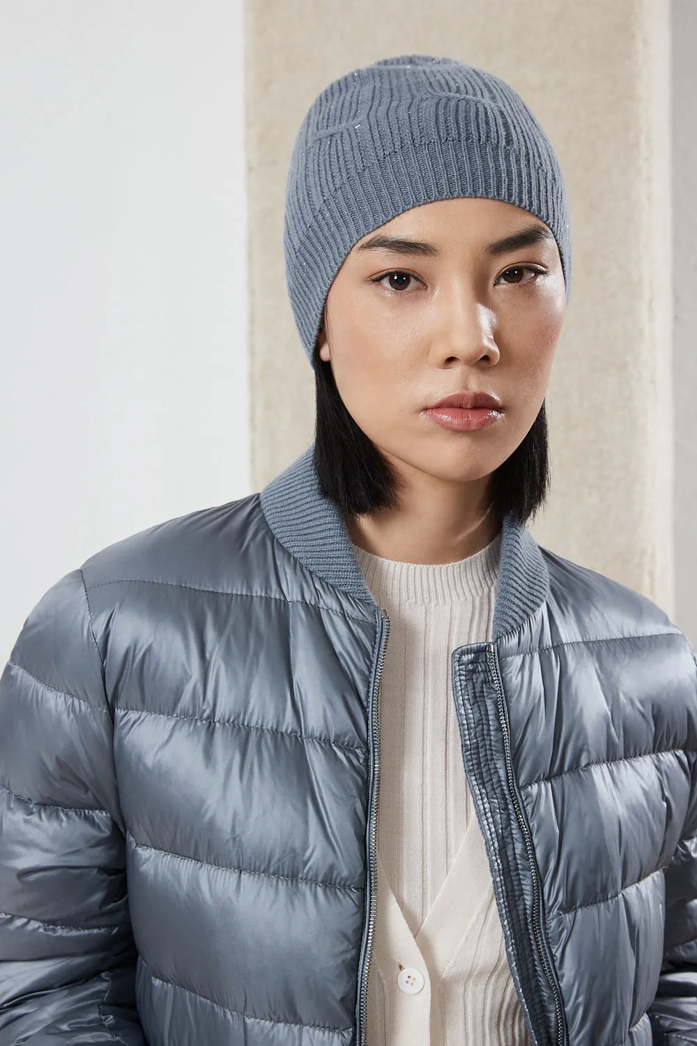 Midi quilted goose down jacket