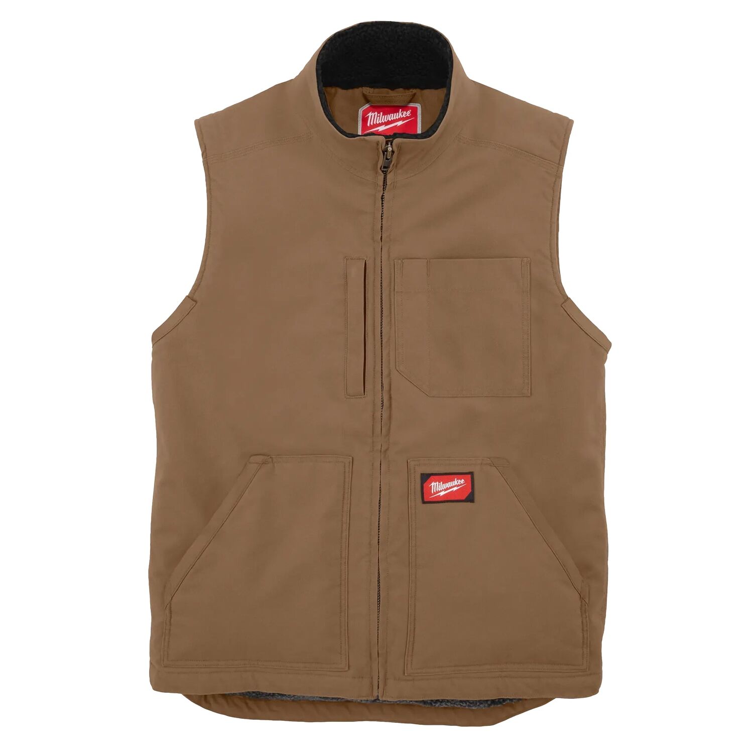 Milwaukee Men's GRIDIRON Sherpa Lined Vest in Brown