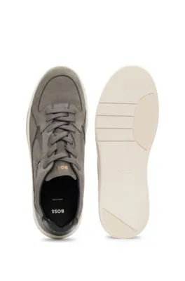 Mixed-material trainers with suede and leather