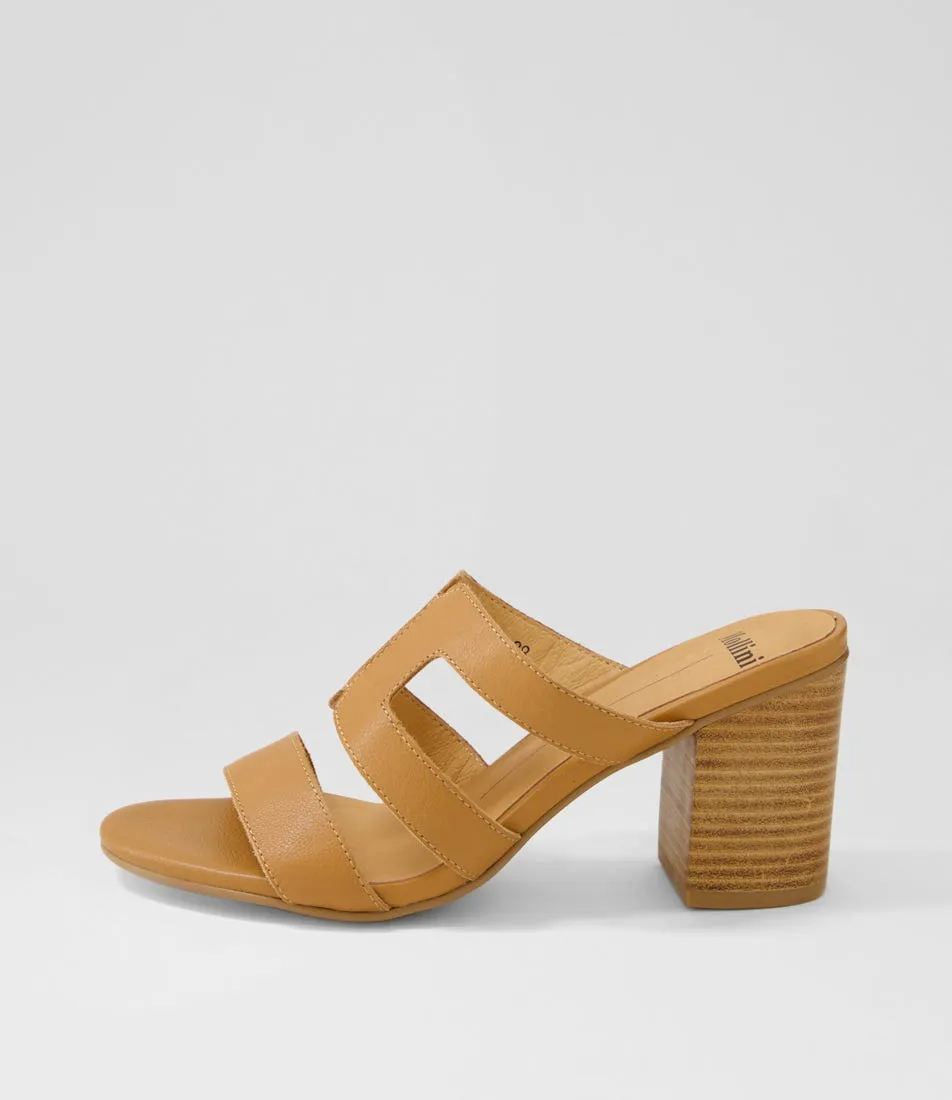 MOLLINI Arlar Dark Tan Natural Leather Mules