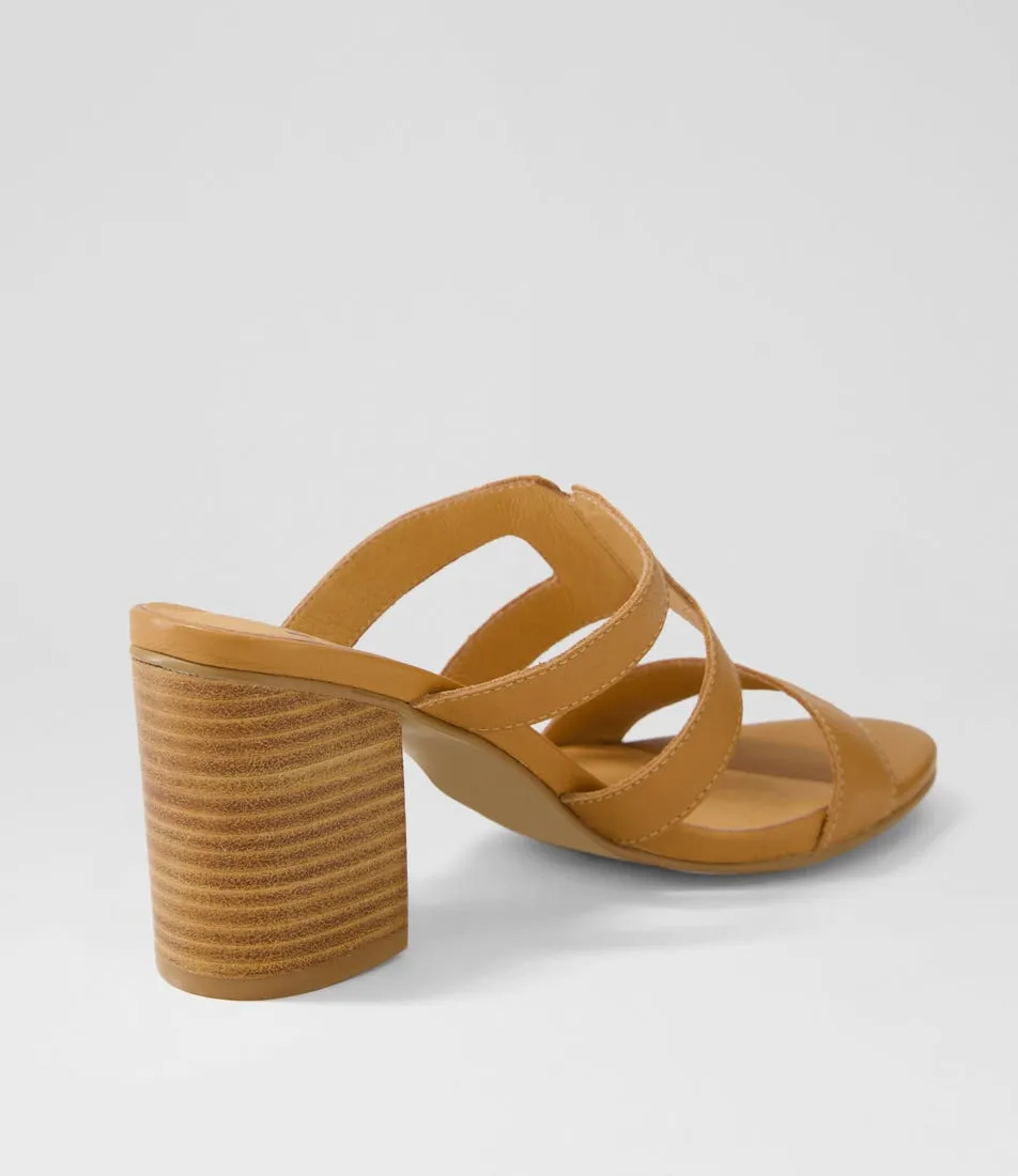 MOLLINI Arlar Dark Tan Natural Leather Mules