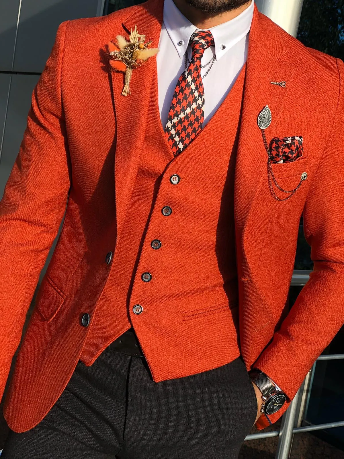 Multi Slim-Fit Suit Vest Tile