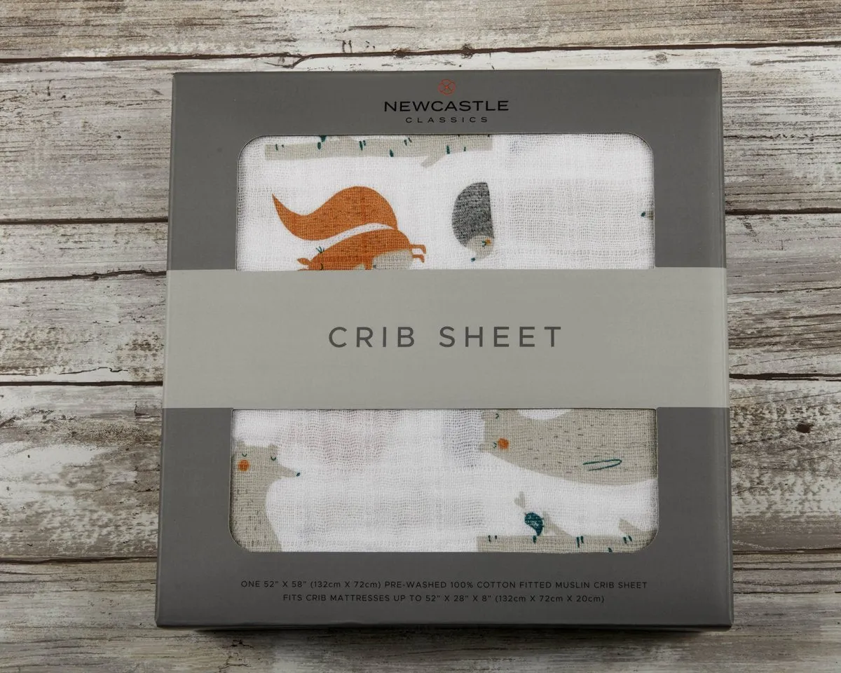 Newcastle Classics Muslin Crib Sheet - Forest Friends