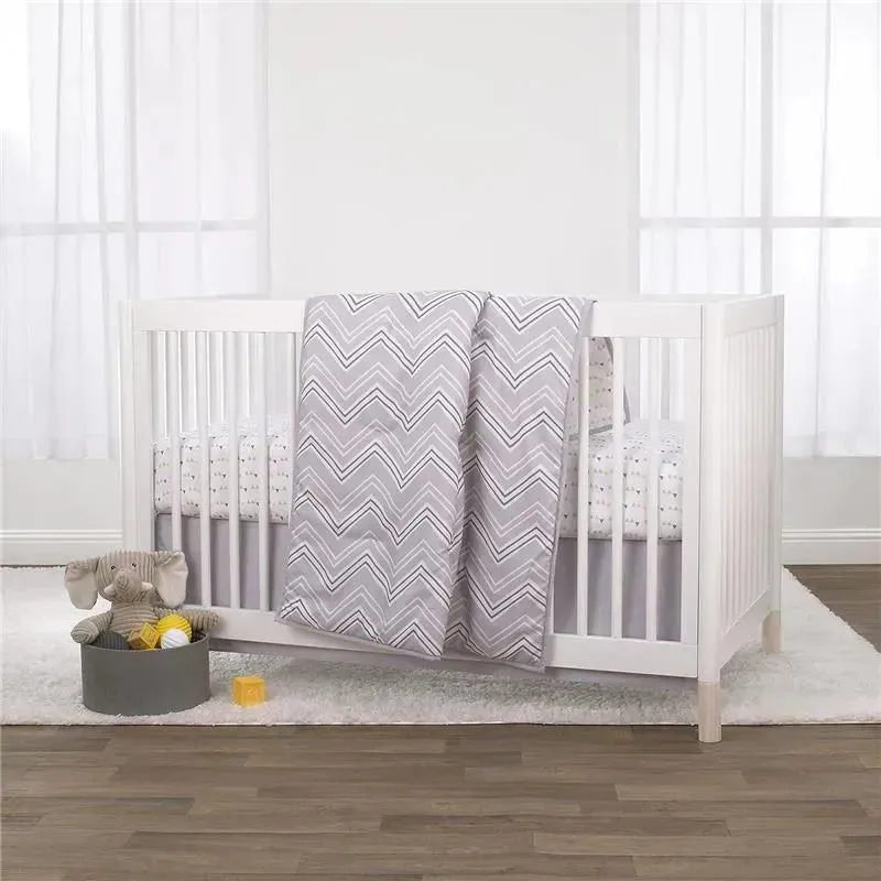 Nojo - 2Pk Little Love Grey & White Chevron Fitted Crib Sheet Set