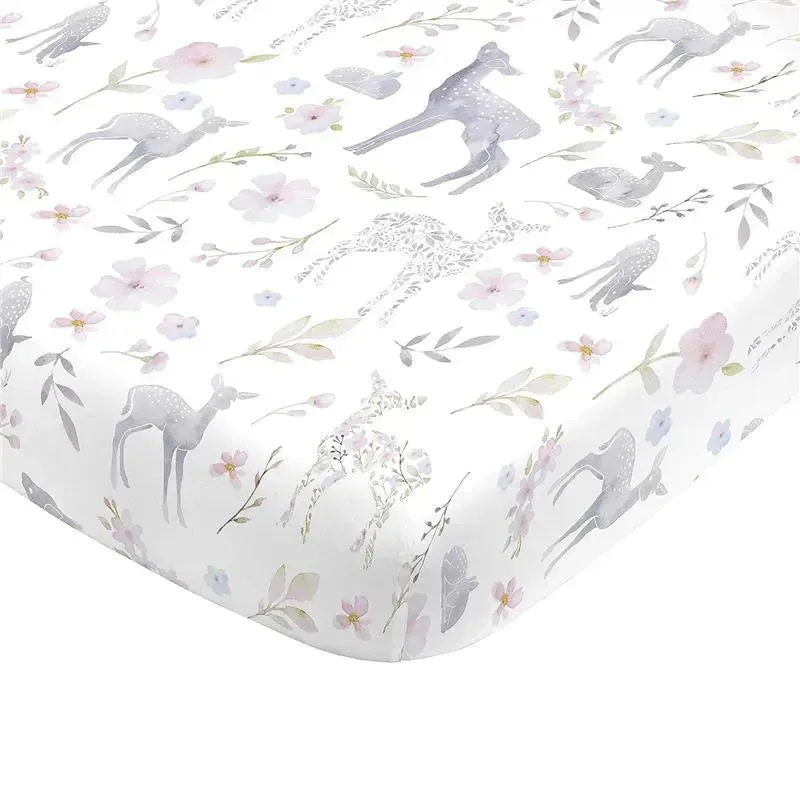 Nojo - Fitted Crib Sheet Floral Deer Print