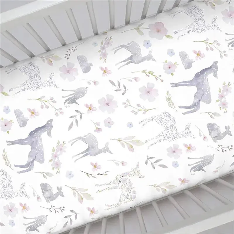 Nojo - Fitted Crib Sheet Floral Deer Print