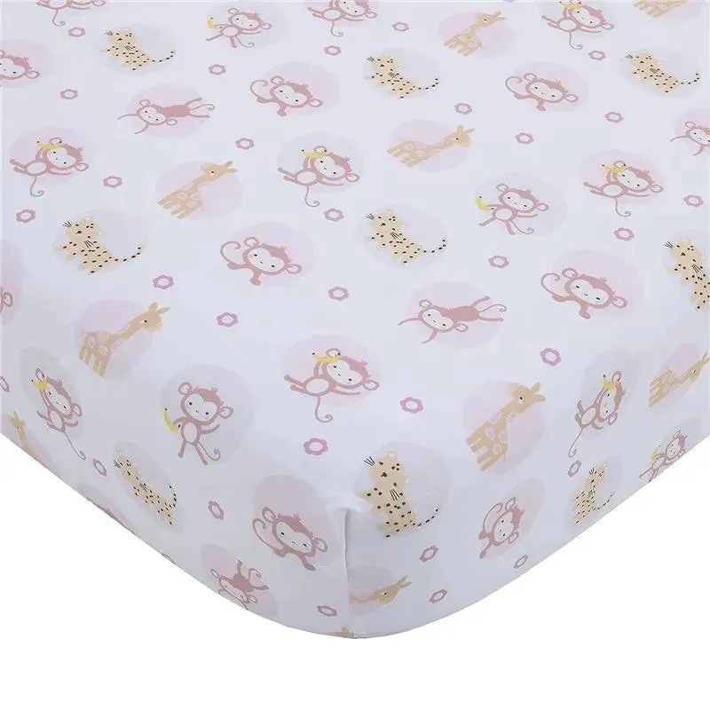 Nojo - Sweet Jungle Friends Fitted Crib Sheet