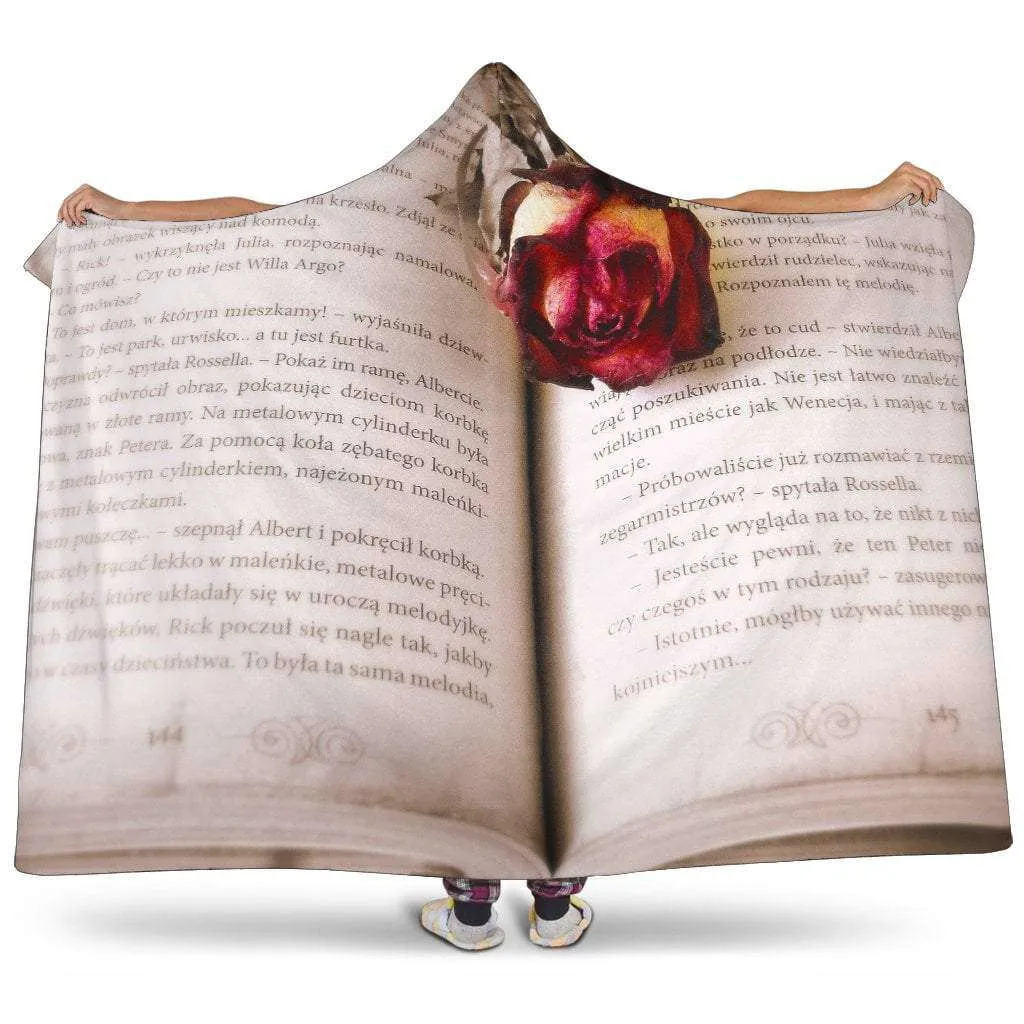 open Book pages hooded blanket