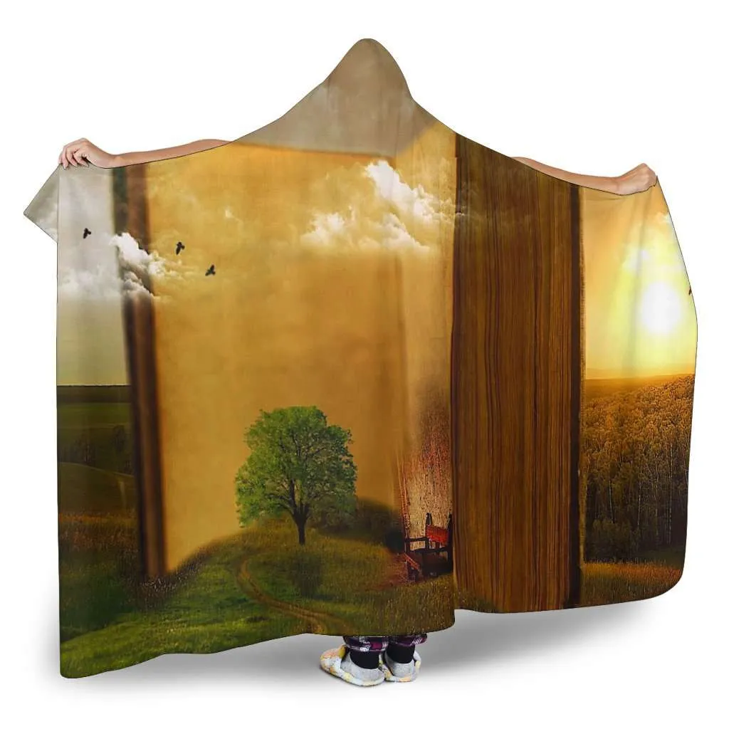 open book world hooded blanket