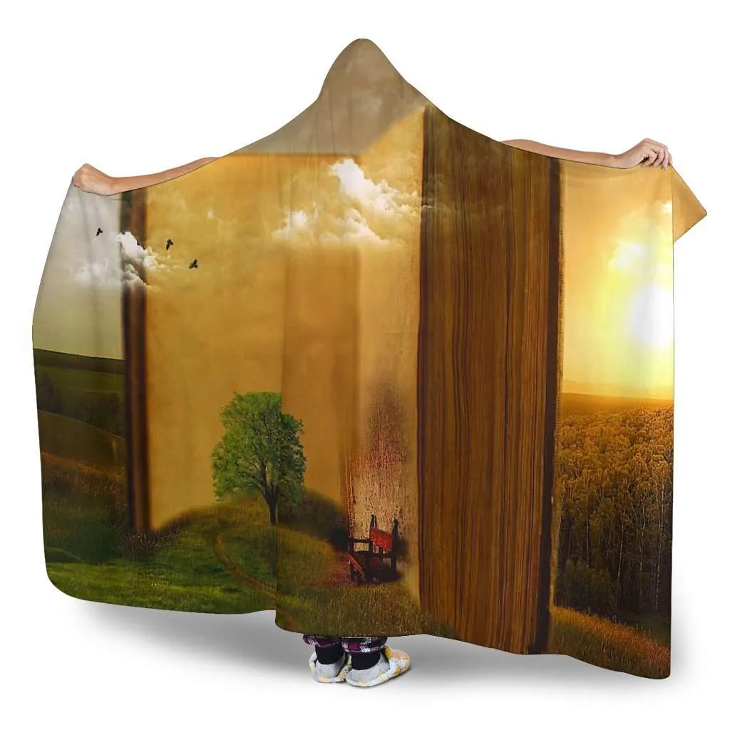 open book world hooded blanket