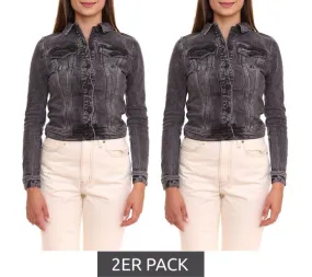 Pack de 2 chaquetas vaqueras de mujer GANG JEANS chaqueta vaquera con aspecto lavado 68113848 gris/negro