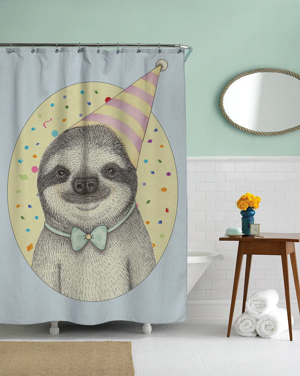 Party Sloth Shower Curtain