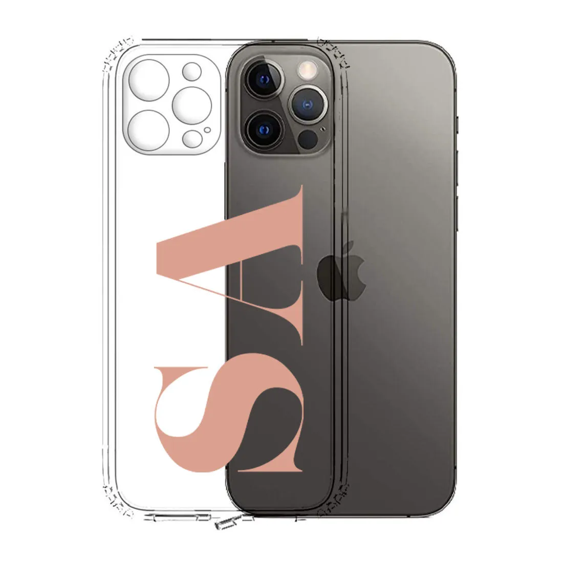 Personalized IPhone 11 Pro Back Case with Camera Protection Transparent Cases with Initial