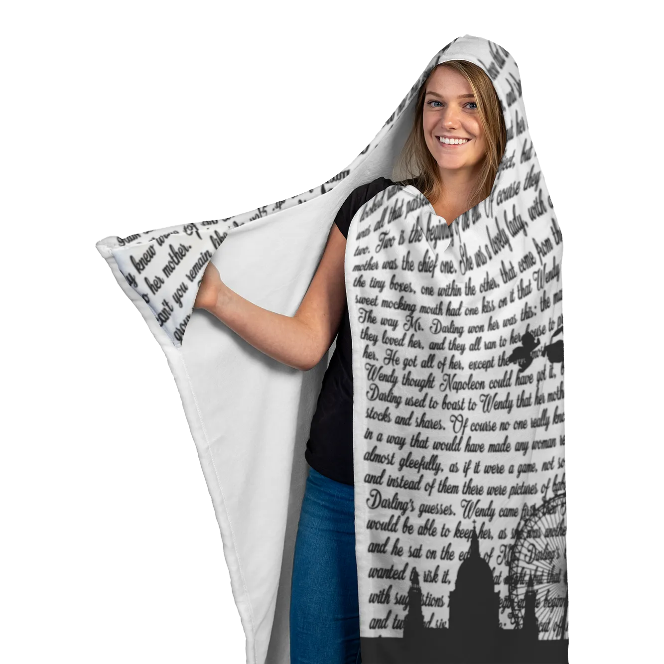 Peter Pan Book Page Hooded Blanket