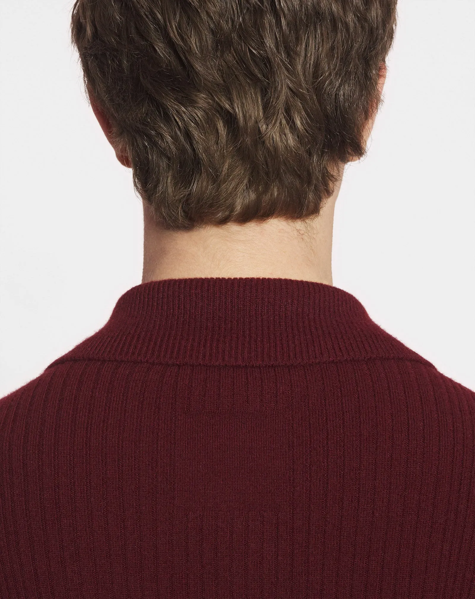 POLO-NECK RIBBED CARDIGAN