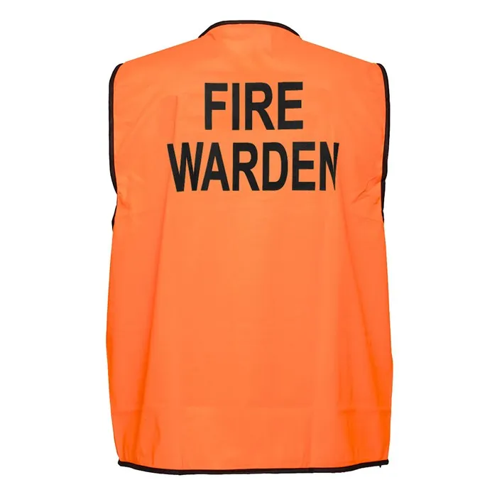 PORTWEST Hi-Vis Vest Class D with Velcro Closure Printed with Fire Warden in Black on Centre of Back