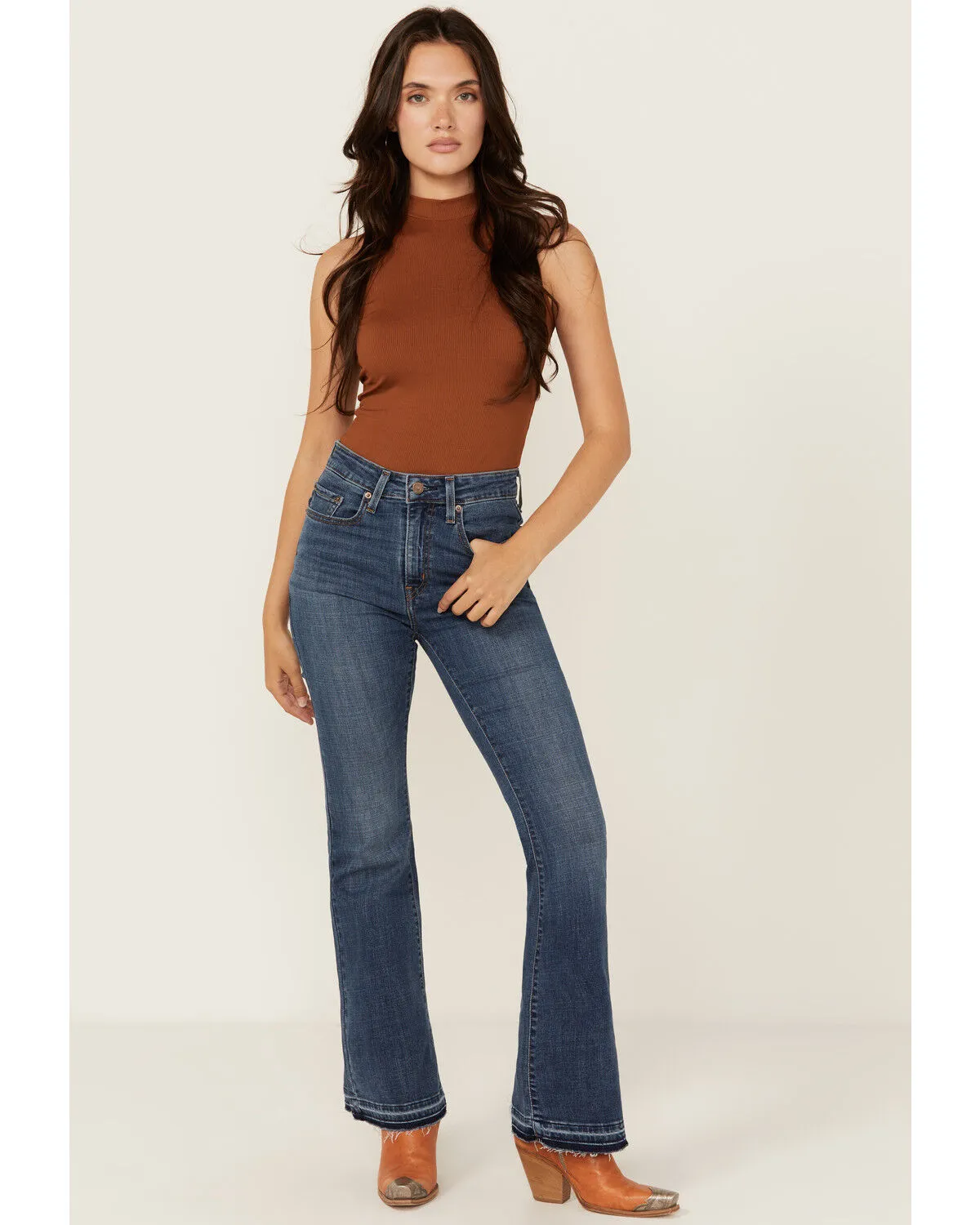 Product Name:  Levi's Women's Explore The Unknown Dark Wash High Rise 726 Straight Stretch Denim Jeans