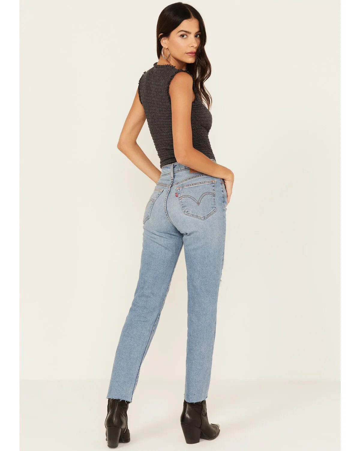 Product Name:  Levi's Women's Medium Wash Destructed Wedgie Stretch Straight Jeans