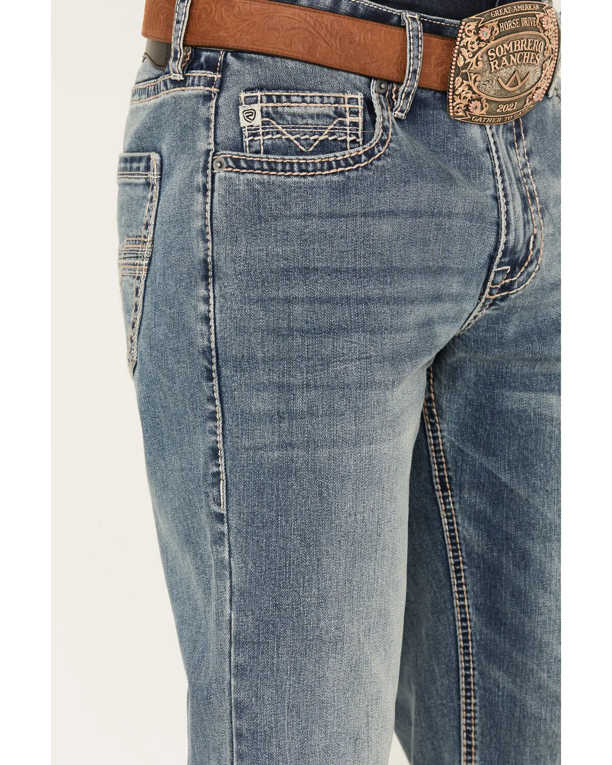 Product Name:  Rock & Roll Denim Men's Double Barrel Medium Wash Relaxed Straight Reflex Jeans