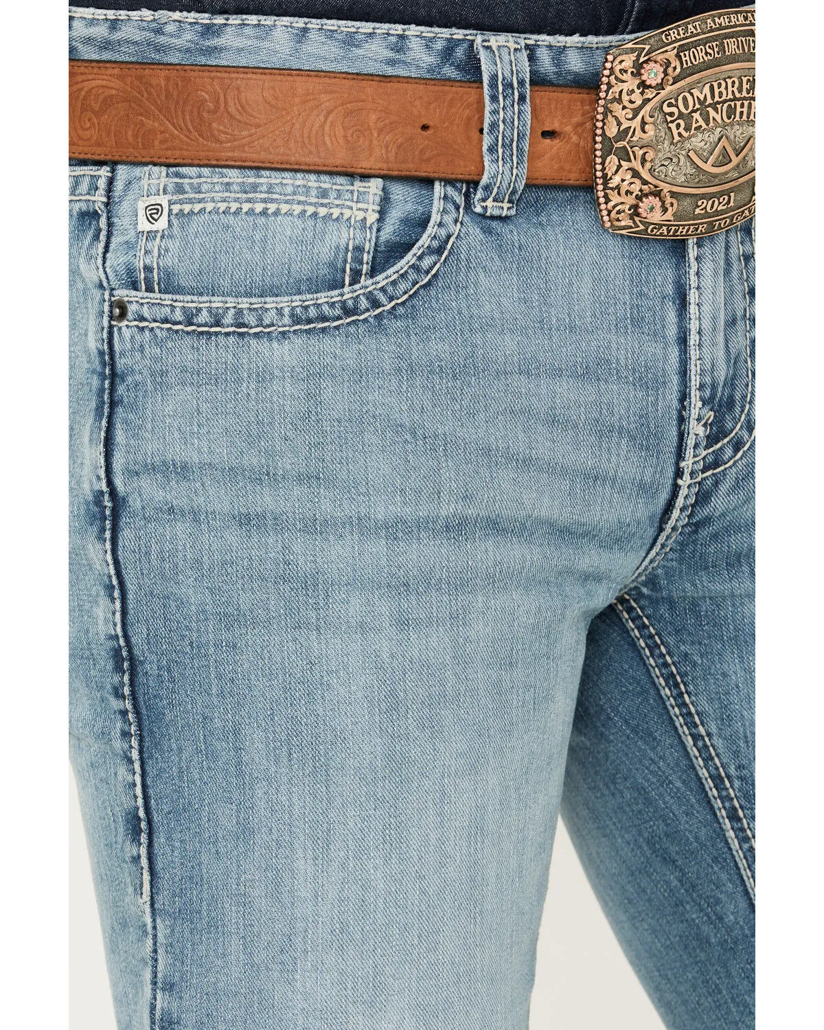 Product Name:  Rock & Roll Denim Men's Pistol Light Wash Straight Rigid Denim Jeans